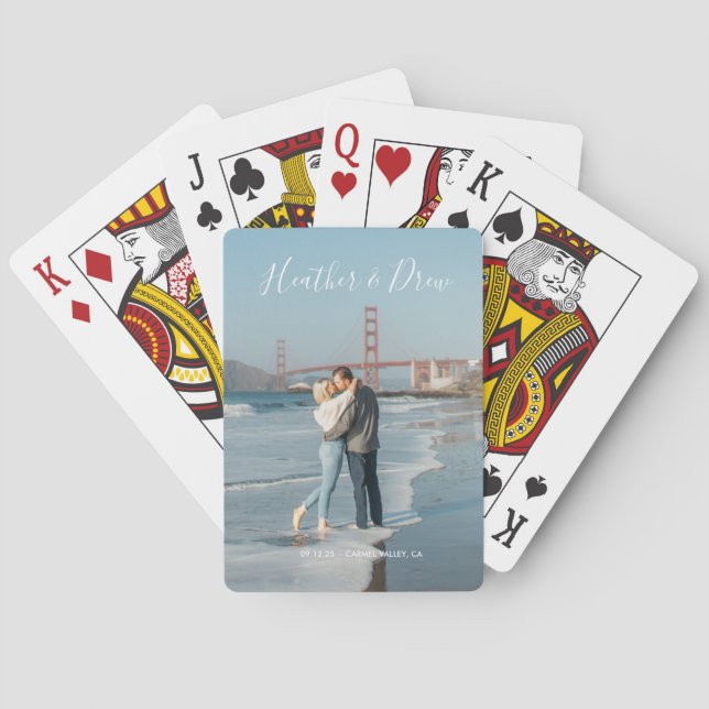 Modern Elegant Unique Wedding Guestbook Playing Cards (Back)