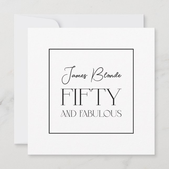 Modern Elegant Unisex Fiftieth Birthday Party Invitation (Front)