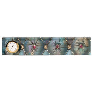 Modern Elegant Vintage Leather Colourful Diamonds Nameplate