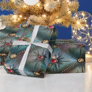 Modern Elegant Vintage Leather Colourful Diamonds Wrapping Paper