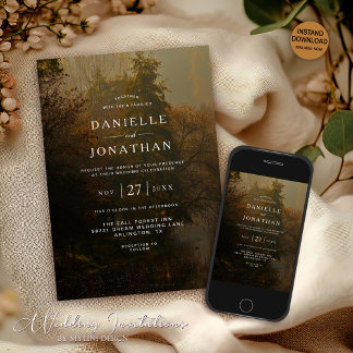 Modern Elegant Vintage Rustic Fall Wedding Invitation