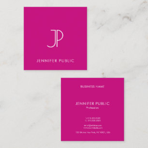 Modern Elegant Viva Magenta Monogram Initial Square Business Card