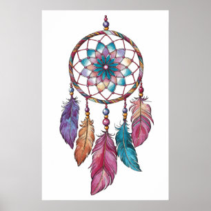 Modern elegant watercolor boho dreamcatcher poster