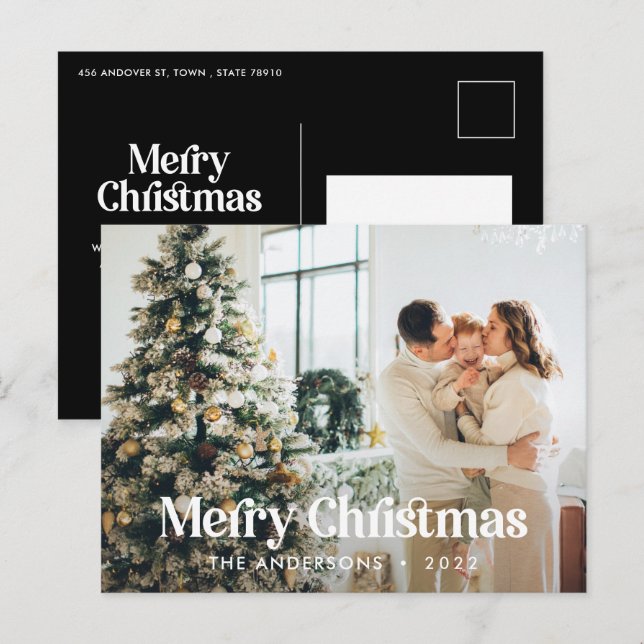  Modern elegant watercolor botanical typography Holiday Postcard (Front/Back)