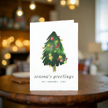 Modern Elegant Watercolor Christmas Pine Tree Holiday Card<br><div class="desc">Design is composed of Modern Elegant Watercolor Christmas Tree

Available here:
http://www.zazzle.com/store/selectpartysupplies</div>