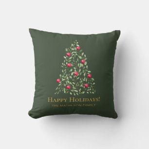 Modern Elegant Watercolor Christmas Tree Custom  Throw Pillow