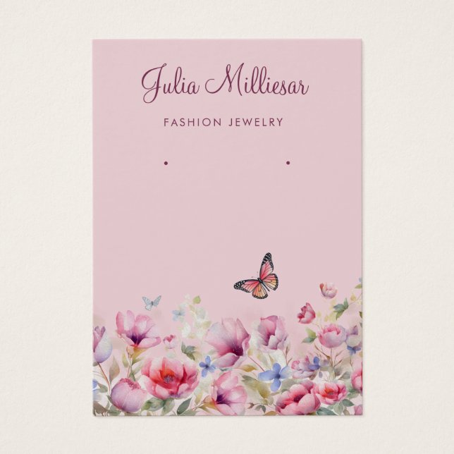 Modern Elegant watercolor earring display card  (Front)