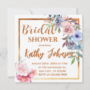 Modern Elegant Watercolor Floral Bridal Shower Inv Invitation