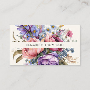 Modern Elegant Watercolor Floral Business Card