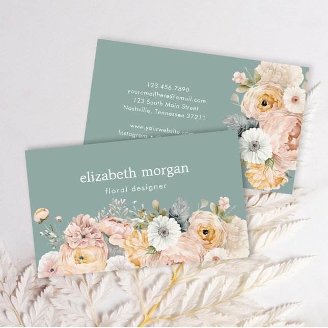 Modern Elegant Watercolor Floral Business Card (Creator Uploaded)