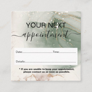 Modern Elegant Watercolor Green and Gold Appointment Card