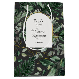 Modern elegant watercolor Greenery Hotel welcome  Medium Gift Bag