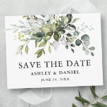 Modern Elegant Watercolor Greenery Save the Date Postcard<br><div class="desc">Modern Elegant Watercolor Botanical Greenery Wedding Engagement Announcement Save The Date Postcard includes eucalyptus leaves,  green botanical foliage,  dusty blue leaves and other beautiful botanical greenery.</div>