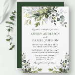 Modern Elegant Watercolor Greenery Wedding Invitation<br><div class="desc">Modern Elegant Watercolor Botanical Greenery Wedding Invitation Card includes eucalyptus leaves,  green botanical foliage,  dusty blue leaves and other beautiful botanical greenery. Green Back.</div>