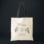 Modern elegant watercolor leaves Welcome wedding Tote Bag<br><div class="desc">Modern elegant watercolor leaves wedding welcome tote bag.
Elegant welcome bag for your wedding guests.
Add your own names and text and create a very personal and unique wedding bag.</div>