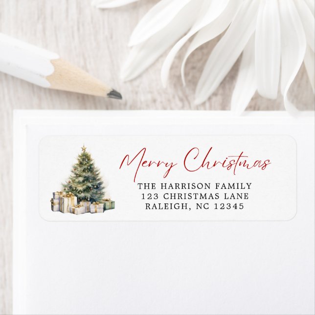 Modern Elegant Watercolor Merry Christmas Tree  (Insitu)