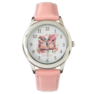 Modern elegant watercolor owl love personalized ci watch