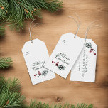 Modern Elegant Watercolor Pine Christmas Gift Tags<br><div class="desc">Modern Elegant Watercolor Pine and Berries Christmas Gift Tags featuring a sprig of gentle modern greenery of pine and berries. Please contact us at cedarandstring@gmail.com if you need assistance with the design or matching products.</div>