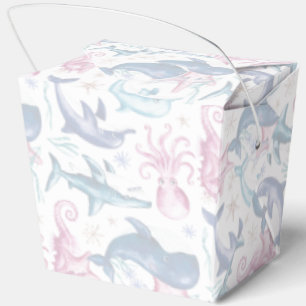 Modern elegant  watercolor Sea animal baby shower2 Favor Box
