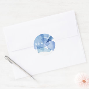 Modern Elegant Watercolor Shapes Wedding Monogram Classic Round Sticker