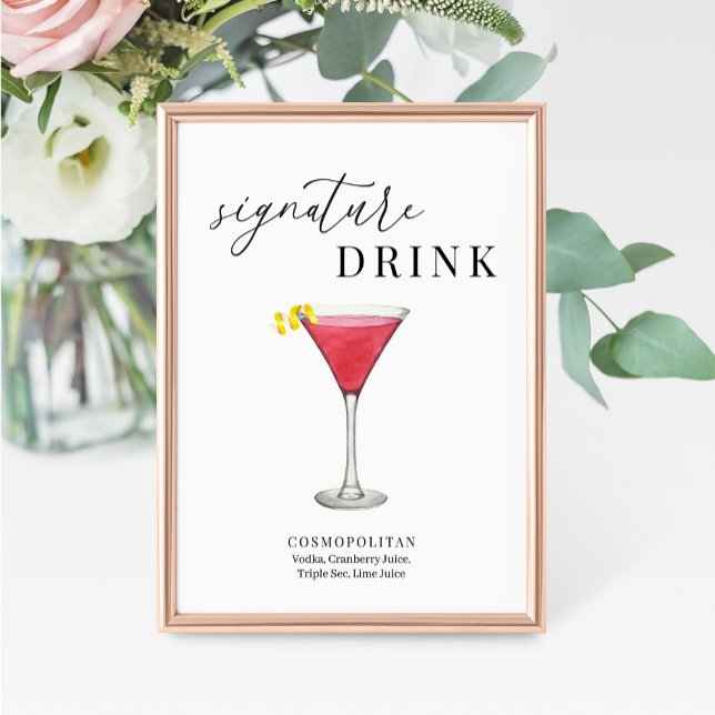 Modern Elegant Watercolor Signature Drink Sign (Creator Uploaded)
