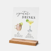 Modern Elegant Watercolor Signature Drinks