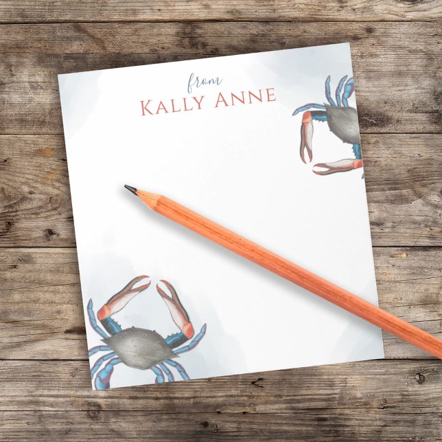 Modern Elegant Watercolor Simple Blue Crab Notepad (Creator Uploaded)