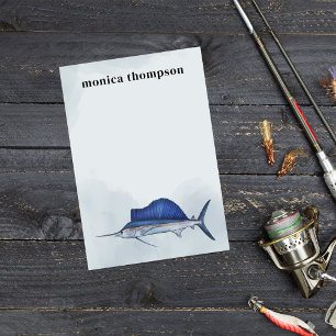 Modern Elegant Watercolor Simple Blue Sailfish  Post-it Notes