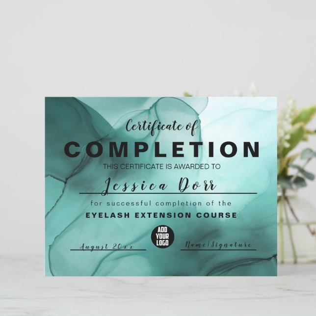 Modern Elegant Watercolor Teal and Gold  (Standing Front)