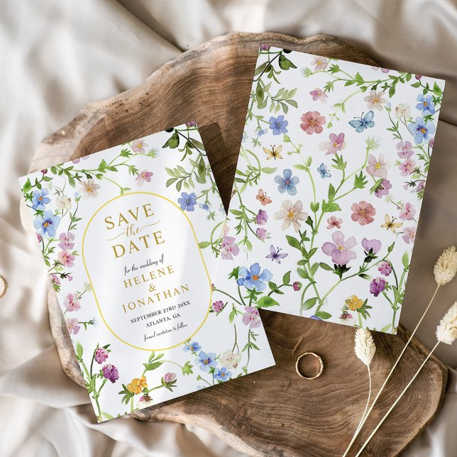Modern Elegant Watercolor Wildflower Wedding Save The Date (Modern Elegant Watercolor Wildflower Wedding Save The Date)