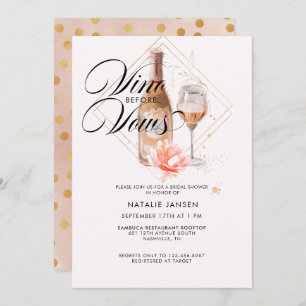 Modern Elegant Watercolor Wine Bridal Shower Invitation