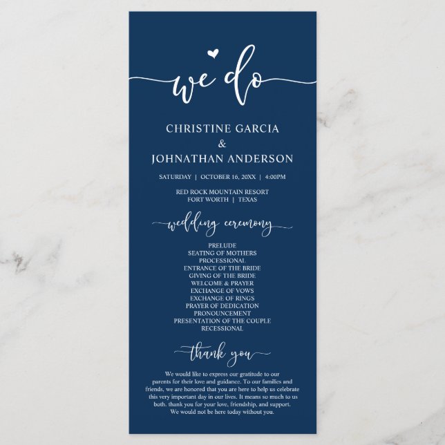 Modern Elegant, We Do, Wedding Ceremony Program (Front)