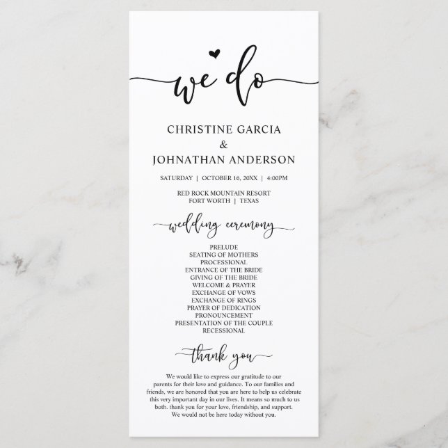 Modern Elegant, We Do, Wedding Ceremony Program (Front)