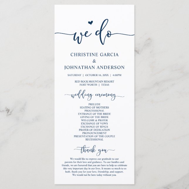 Modern Elegant, We Do, Wedding Ceremony Program (Front)