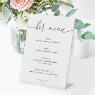 Modern Elegant Wedding Bar Menu Pedestal Sign