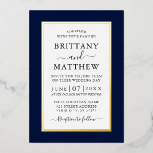 Modern Elegant Wedding Blue Gold