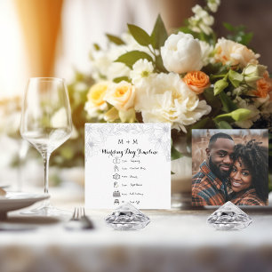 Modern Elegant Wedding Day Timeline with Photo Enclosure Card