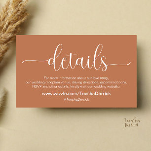 Modern Elegant Wedding Details and Website  Enclosure Card