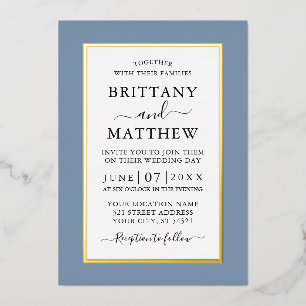 Modern Elegant Wedding Dusty Blue Gold