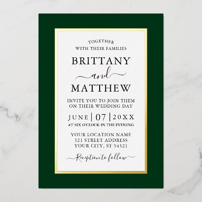 Modern Elegant Wedding Green Gold (Front)