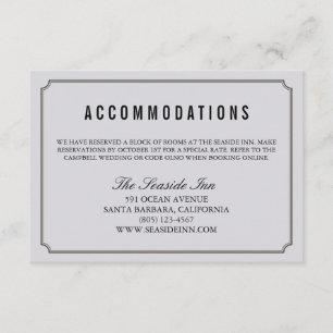 Modern Elegant Wedding Hotel Accomodation Card