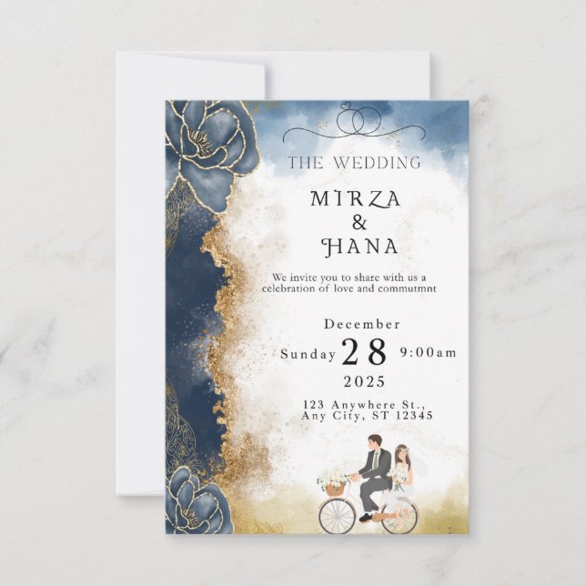 Modern Elegant Wedding Invitation | Luxury Gold Fo (Front)