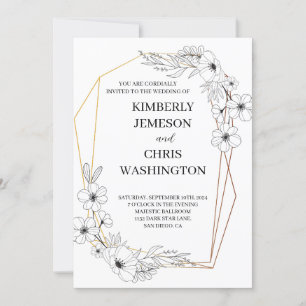 Modern Elegant Wedding Invitation with Flowers