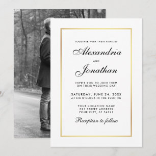 Modern Elegant Wedding Invite - Black White Photo