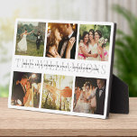 Modern Elegant Wedding Keepsake Photo Collage Chic Plaque<br><div class="desc">Elegant and modern wedding keepsake,  this custom name and date photo collage design make a beautiful display for your favourite pictures of your special day. Great gift for newlyweds or anniversaries! This is the dusty charcoal grey typography version.</div>