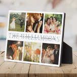 Modern Elegant Wedding Keepsake Photo Collage Chic Plaque<br><div class="desc">Elegant and modern wedding keepsake,  this custom name and date photo collage design make a beautiful display for your favorite pictures of your special day. Great gift for newlyweds or anniversaries! This is the dusty blue typography version.</div>