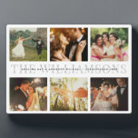 Modern Elegant Wedding Keepsake Photo Collage Chic Plaque<br><div class="desc">Elegant and modern wedding keepsake,  this custom name and date photo collage design make a beautiful display for your favourite pictures of your special day. Great gift for newlyweds or anniversaries! This is the dusty charcoal grey typography version.</div>