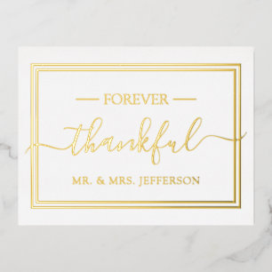 Modern Elegant Wedding Mr. & Mrs. Thank You Foil Invitation Postcard