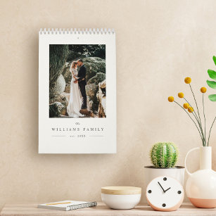 Modern Elegant Wedding Newlyweds Photo Calendar