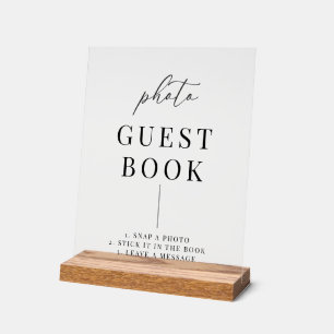 Modern Elegant Wedding Photo Guestbook Acrylic Sign